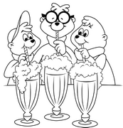 coloriage alvin et les chipmunks degustent une glace